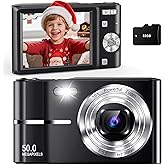 Digital Camera for Kids, 50MP UHD 4K Point and Shoot Digital Cameras with 32GB Card, 16X Zoom, Anti-Shake, Date Stamp, Compact Portable Small Cameras for Starter Children Teen Student Girl Boy