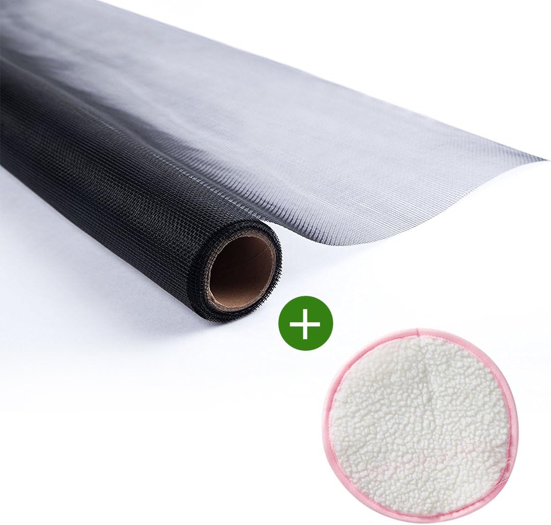 Shatex Roll Fiberglass Mosquito Net, Window Screen,Mesh Net Insect Barrier with Clean Gloves 48"x50ft,Black