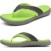 KuaiLu Mens Sport Flip Flops Comfort Orthotic Thong Sandals with Plantar Fasciitis Arch Support Outdoor Summer Beach Size 7~15