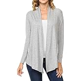 MINEFREE Women's Long Sleeve Open Front Drape Lightweight Knit Cardigan (S-3XL)