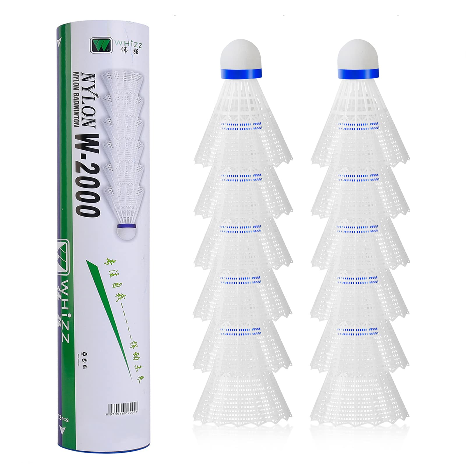 BAIHUALIN WHiZZ Shuttlecocks Badminton Durable Nylon Shuttles for Indoor Outdoor Recreational Game Practice Sports, 12x White — image 1