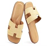 AprCoco Women's Flat Sandals Dressy Classic H-Band Flats Sandals Summer Beach Vacations Slide Sandals