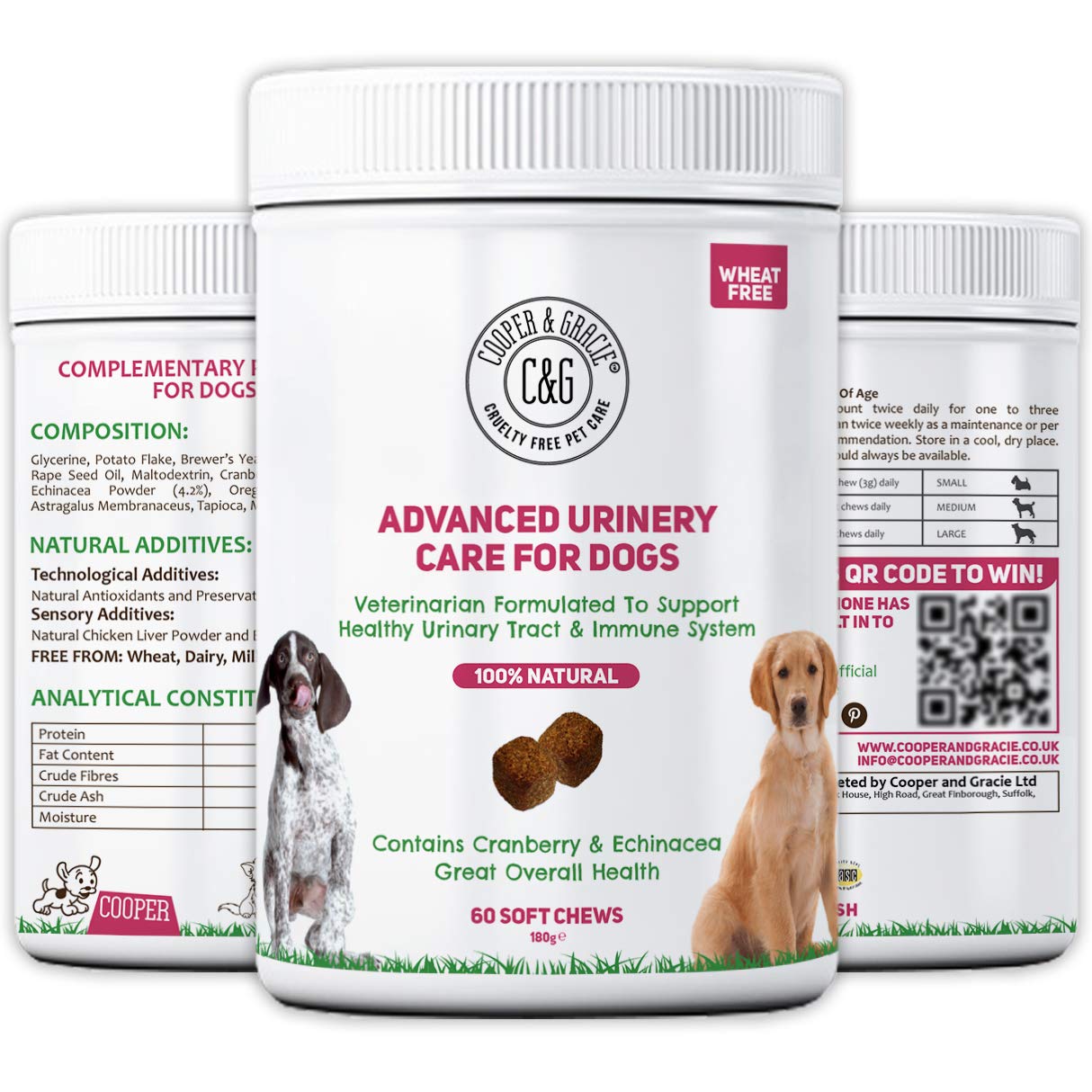 Dog Urinary Health Supplements 60 Soft Chews | Antibiotic Remedy | Stimulates Immune System & Maintains Overall Health | Cranberry & Echinacea | Wheat Free | Veterinarian Formulated