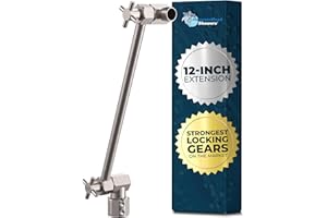 HammerHead Showers Solid Metal 12 Inch Adjustable Shower Head Extension Arm, Raises Showerhead Height, Shower Extender Arm Supports Up to 10 lbs, Brushed Nickel