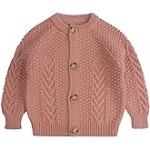 Peecabe Toddler Girl Sweaters Cable Knit Long Sleeve Crewneck Chunky Crochet Cardigans 1-6T