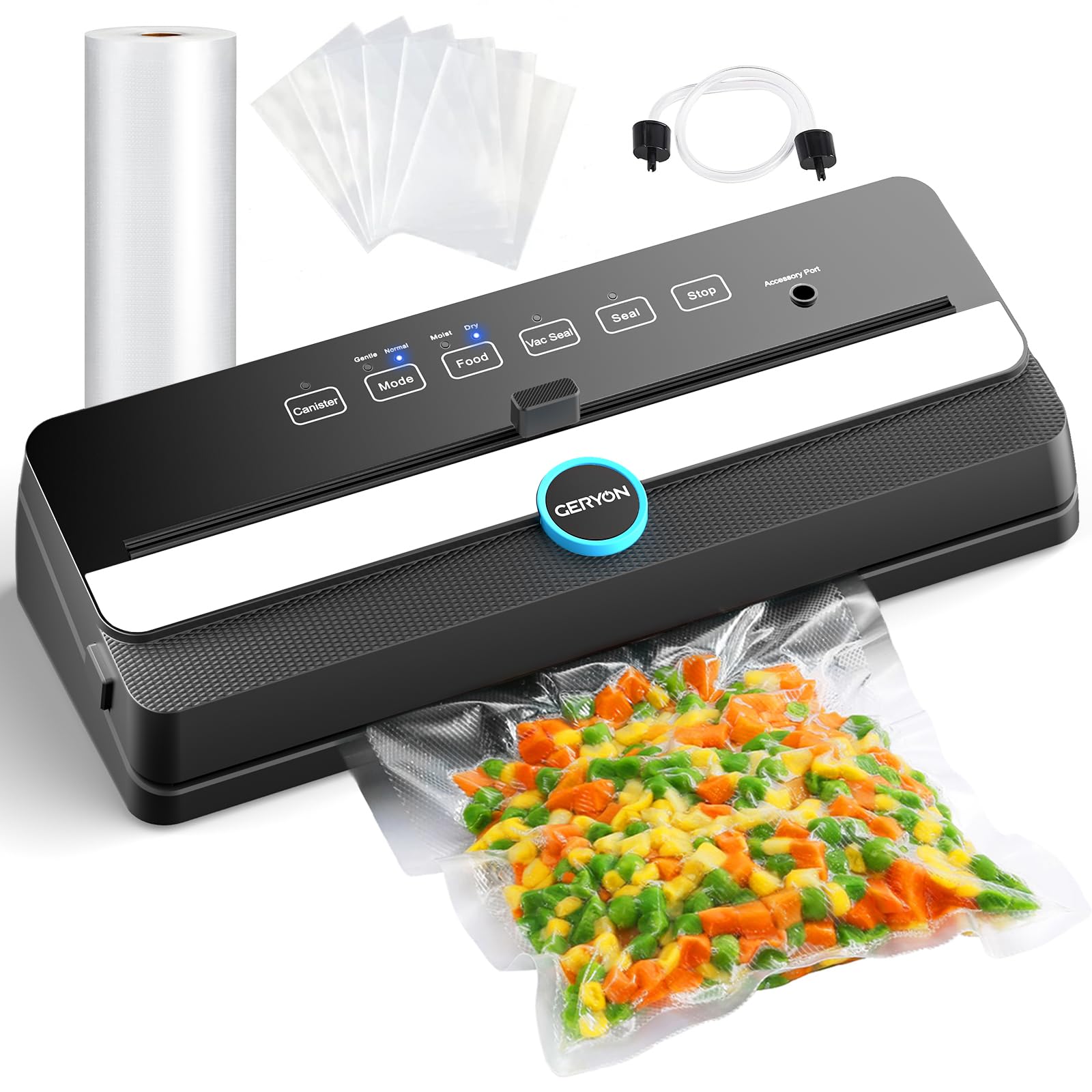 Photo 1 of GERYON Vacuum Sealer, Automatic Food Sealer Machine for Food Vacuum Packaging w/Built-in Cutter|Starter Kit|Led Indicator Lights|Easy to Clean|Dry & Moist Food Modes| Compact Design