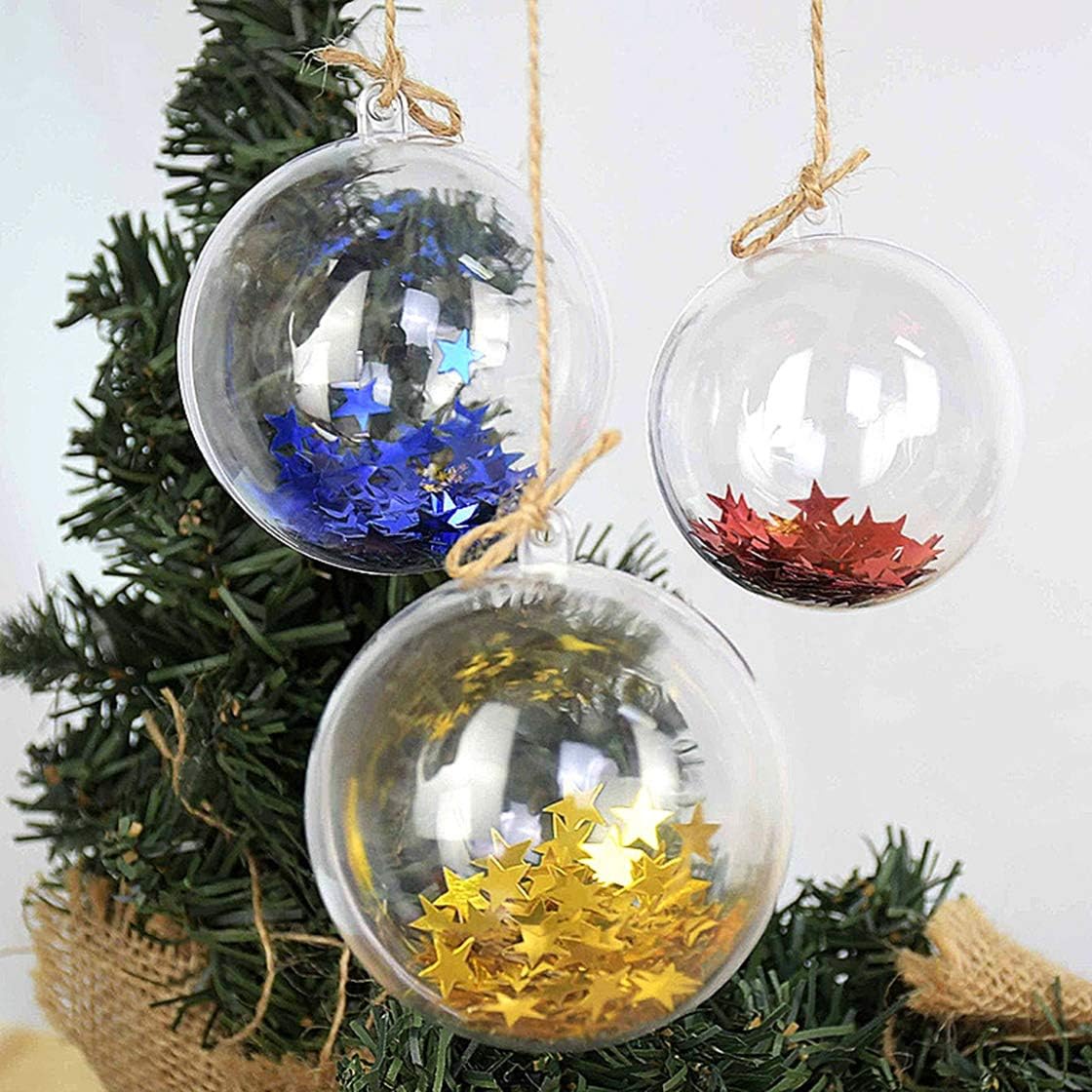 20 Pack 2.75Inch Clear Plastic Fillable Ornaments Ball, for Christmas