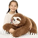 BENINY Large Sloth Stuffed Animals 28", Realistic Three Toed Big Sloth Plush with Snap Button Hands for Hanging, Gifts for Teens Adults Decors