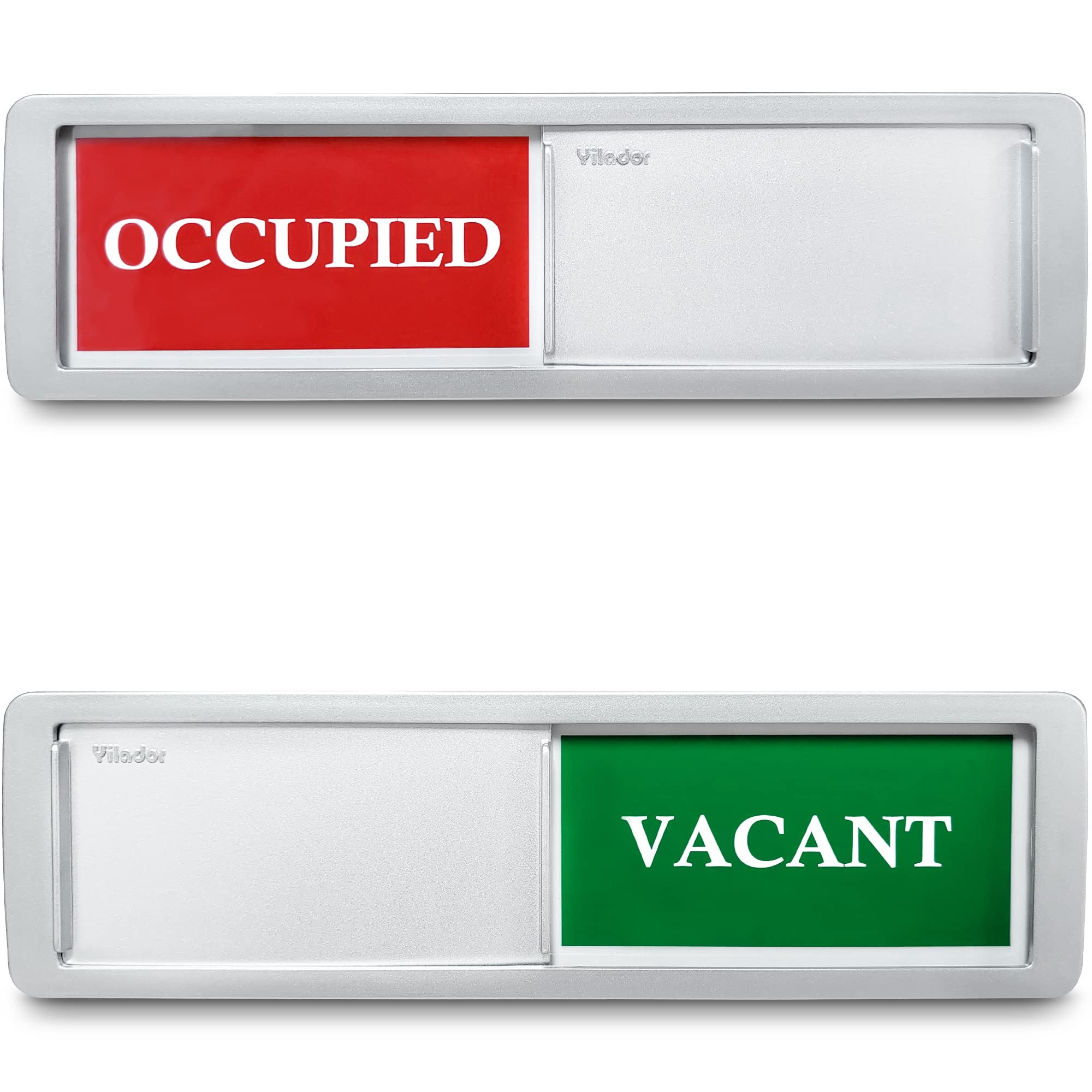 Privacy Sign, Premium Vacant Occupied Sign for Home Office Restroom Conference Hotles Hospital, Slider Door Indicator Tells Whether Room Vacant or Occupied, 7'' x 2'' - Silver