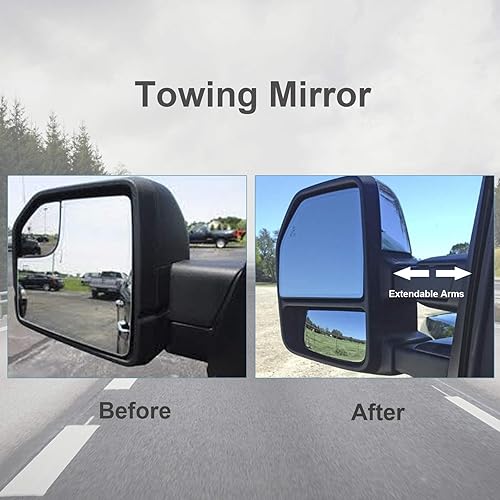 Adanz Towing Mirrors fit for 2015 2016 2017 2018 2019 2020 Ford F150 Pickup Truck Heated Defrost Turn Signal Lamp Temperature Sensor Power Adjustable Ram Tow Mirrors Adanz Towing Mirrors Fit For 2009-2018 Dodge Ram