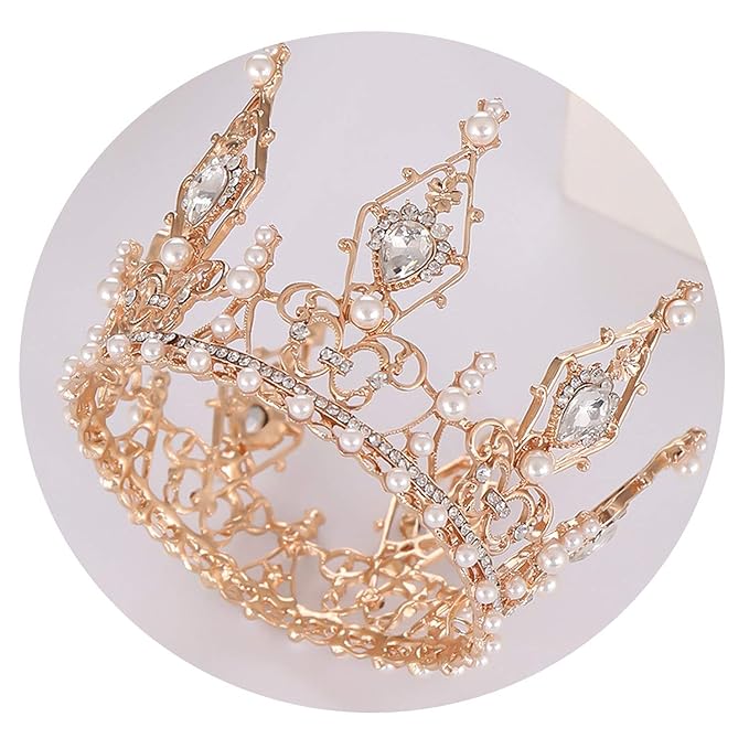 2019 New Full Round Gold Bride Wedding Crown