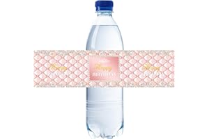 ROSTYAKZ 32pcs Pink Happy Birthday Water Bottle Labels, Diamond Pink Glitter Cheers to 16th/21st/30th/40th Years Birthday Stickers, Happy Birthday/Anniversary Water Bottle Lables for Women Girl