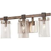 Minka Lavery 4633-106 Bridlewood Vanity Bath Light, 3-Light, 180 Total Watts, 22.5-in H x 8.75-in W, Stone Grey w/Brushed Nic