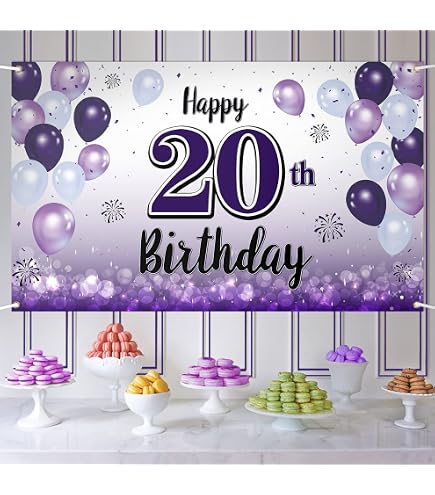 Happy 20th Birthday Backdrop Banner - Gold & Pink, 3.9x5.9 Ft, Party Decor With Strings