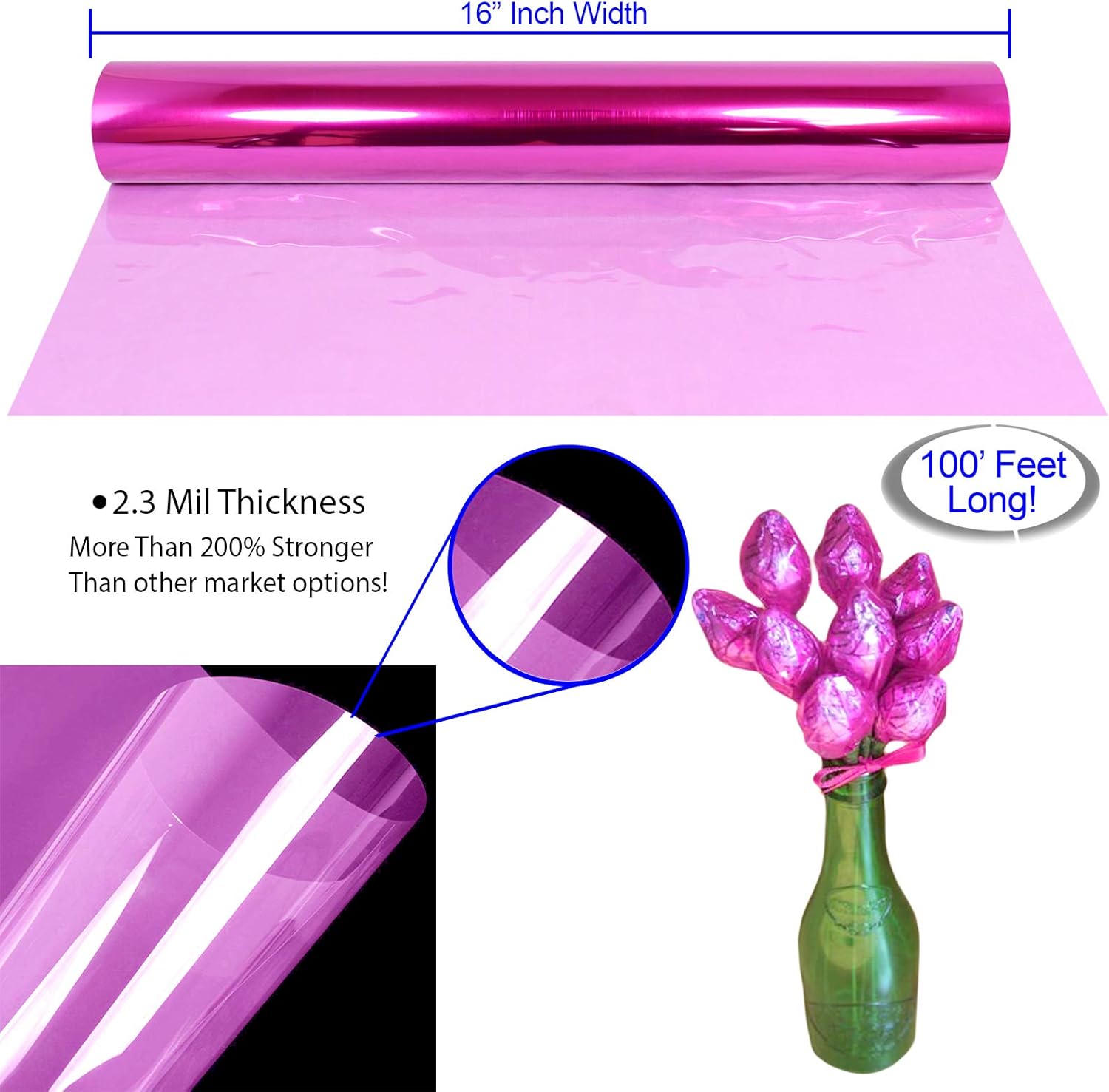 Cellophane Wrap Roll Lavender | 100’ Ft. Long X 16” in. Wide | 2.3 Mil Thick Transparent Lavender | Gifts, Baskets, Treats, Cellophane Wrapping Paper | Colorful Cello Easter, Spring Color| by Anapoliz: Health & Personal Care