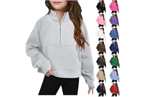 TWRWX Sweatshirts for Teen Girls Cropped Sweatshirts Half Zip Pullover Cute Trendy Clothes Long Sleeve Shirts with Pockets