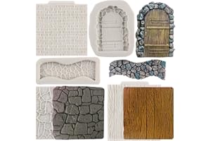 Sijiangmold Brick Wall Texture Design Silicone Mold Stone Path Door Fondant Molds Wood Grain Tree Bark Silicone Mold for Cupc