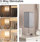 Aooshine Bedside Lamp with USB C A Ports, 3 Way Dimmable, Grey Shade view 2