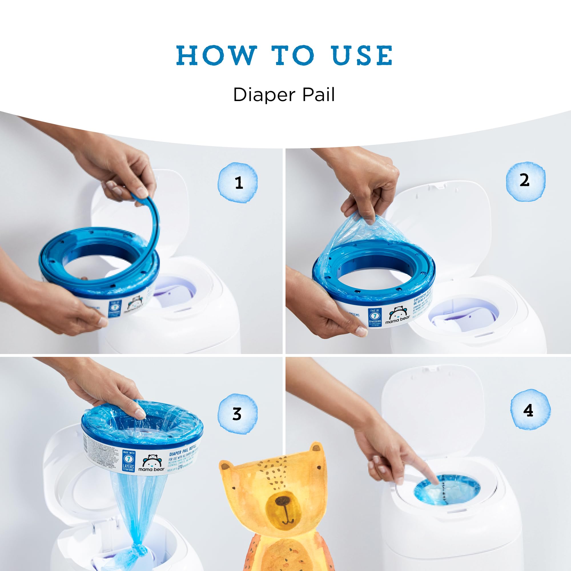 Amazon Brand Mama Bear Diaper Pail Refills for Genie Pails, 2160