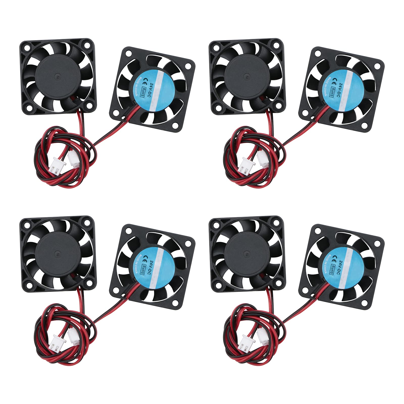 Rowiz 8pcs 40mm (4cm) DC 24V Cooling Fan with 2 Pin Connector High Speed Brushless Fan Mini Heatsink for for 3D Printer Makerbot Accessories Computer CPU Cooler, 40×40×10mm