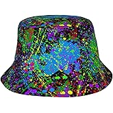 Glow in Dark Splatter Neon Bucket Hats Sun Beach Hat Summer Fashion Fisherman Cap Outdoor