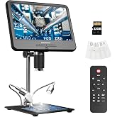 Andonstar AD210 10.1 Inch LCD Digital Microscope for Soldering, Coin | Microscope for Electronics Repair, Coin Microscope Camera Full View for Error Coins with Light, Slides Kit, 32G Card