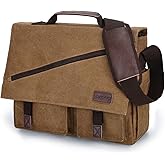 Messenger Bag for Men,Water Resistant Canvas Satchel 14 15.6 17 Inch Laptop Briefcases Business Shoulder Bag by RAVUO