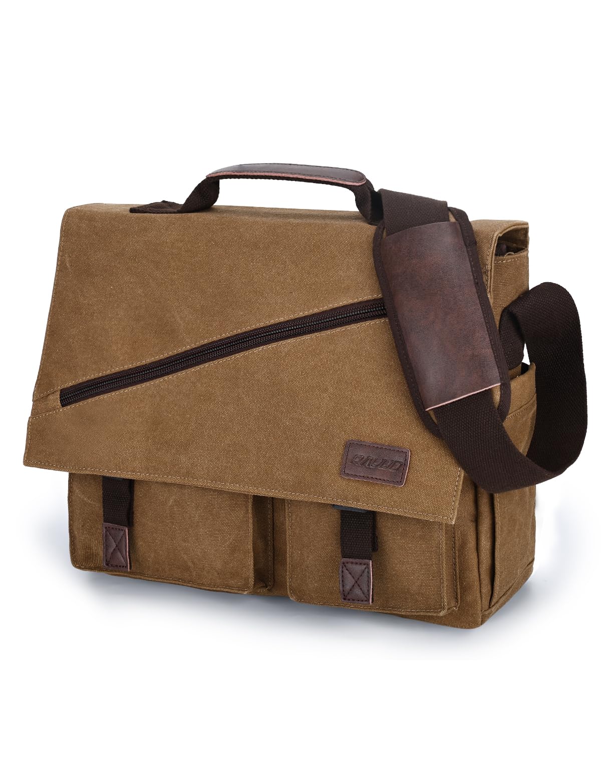 RAVUO 17 Inch Laptop Messenger Bag, Water Resistant Shoulder Bag for Men Canvas Briefcase Satchel for Work and School