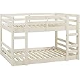 Walker Edison Alexander Classic Solid Wood Stackable Jr Twin over Twin Bunk Bed, Twin over Twin, White