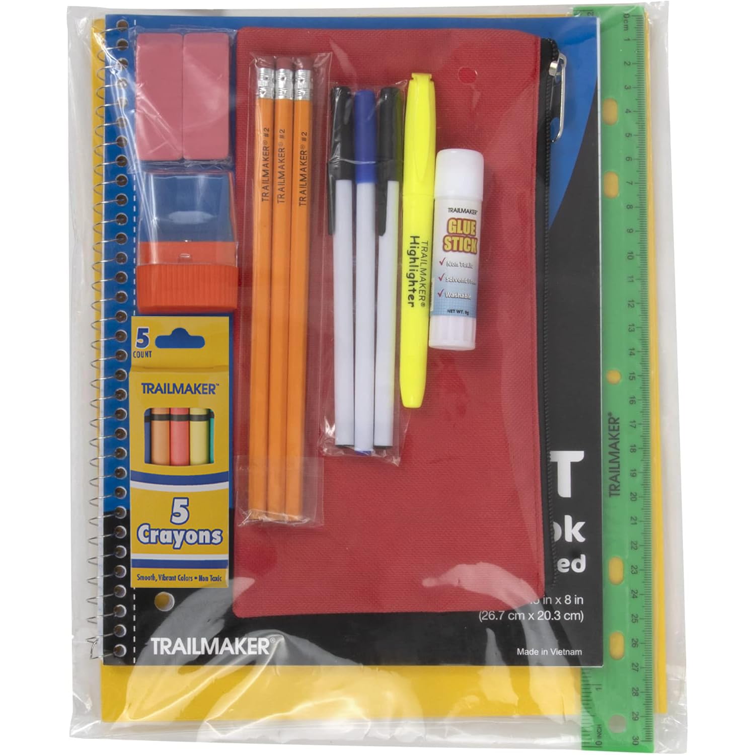 20 Piece School Supplies Pack for K-12 Back to School Supplies Bundle for School Students, Boys and Girls