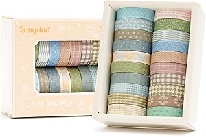 Songdao 20 Rolls Basic Washi Tape Set Japanese Arts Adhesive Tapes Simple Patterns Decorative Masking Tape Sets for Craft, Sc