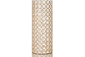 VINCIGANT Gold Crystal Cylinder Flower Vase for Christmas Wedding Holiday Table Centerpieces