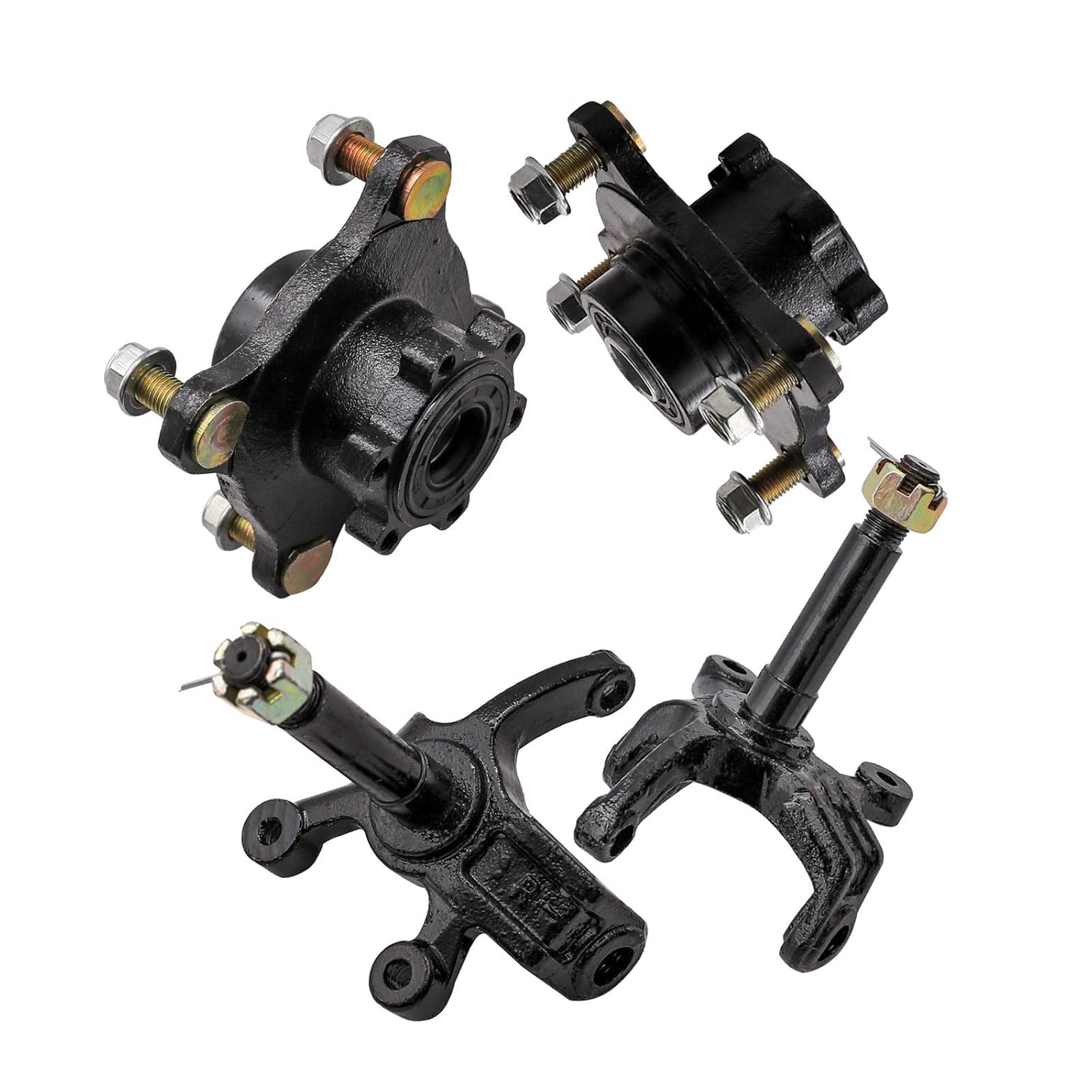 ZXTDR 4 Stud Front Disc Brake Wheel Rim Hub with Bearing Assembly & Steering Knuckle Spindle for