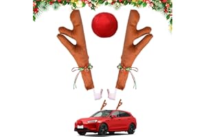 SEILETOO Car Reindeer Antler Kit Nose, Christmas Car Reindeer Antlers, Christmas Roofs Tops Decorations for SUV Van Truck- Add Holiday Spirit