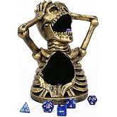 Skull Dice Tower for DND - Dice Rolling Tower for Dungeons and Dragons RPG Tabletop Games, Includes 7-Piece Dice Set, DND Gift for Players (Copper)