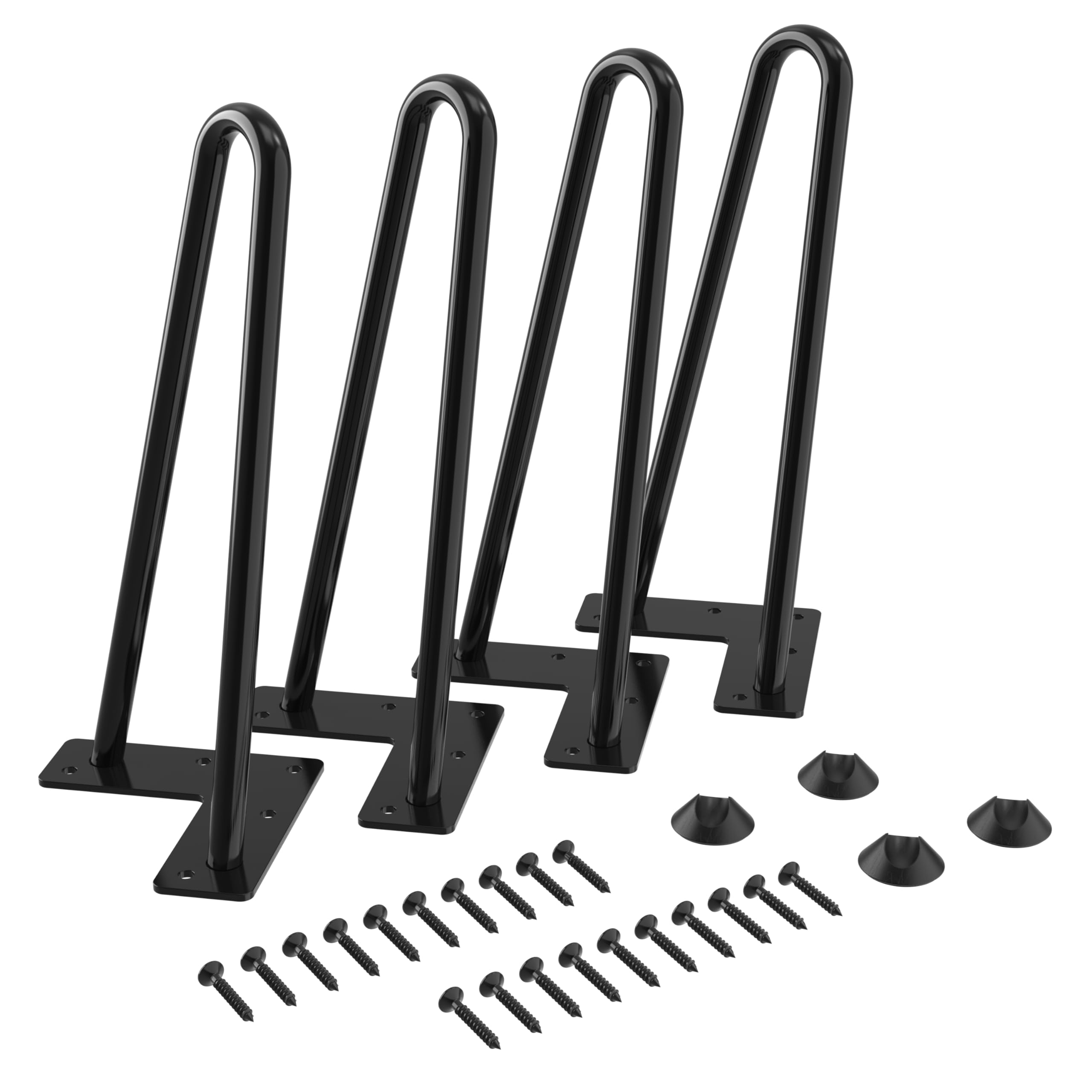 WINSOON 4PCS 9''/23cm Hairpin Table Legs Max Support 450lbs with Protector Feet Mid-Century Modern Style for Furniture Legs, Coffee Table Legs, Bench Leg, Chair Leg
