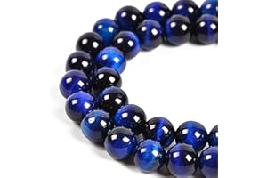 Nancybeads 45pcs 8mm Natural Sapphire Tiger's Eye Gemstone Round Spacer Loose Stone Beads for Jewelry Making 15.5" 1 Strand (Sapphire Tiger's Eye, 8mm 45Beads)