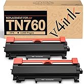 v4ink TN760 Toner Compatible Replacement for Brother TN760 TN-760 TN730 TN770 Toner Cartridge Black for Brother Printer HL L2350DW L2370DW L2390DW L2395DW MFC L2690DW L2710DW L2717DW L2750DW 2-Pack