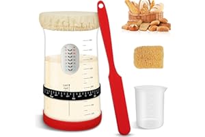 RAKOVAR Sourdough Starter Kit with 34oz Large Capacity Sourdough Jars for Fermentation - Ideal for Baking Sourdough Bread - Includes Sourdough Starter Jar, Sourdough Bread Baking Supplies(Red,34oz)