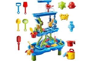 Beby Buty 4-Tier Water Table for Toddlers 3-5 Kids Ages 4-8, Summer Outdoor Beach Sensory Activity Playset Kids Sand Box and Water Table Toys, Party Birthday Gifts for Boys and Girls 3 4 5 6 7 8