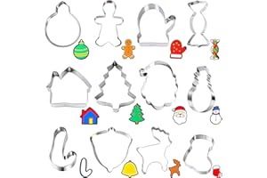 WVD 12 Pcs Christmas Cookie Cutters, 12 Style Cookie Cutters Christmas, Made of Stainless Steel, DIY Christmas Baking Cookies