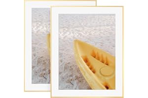 FLYJOE 22x28 Metal Picture Frame For Wall With Mat For 18x24, 22''x28'' Aluminum Photo Frames With Tempered Glass For Home Decor, Minimalist Modern Poster Frame Horizontally Vertically Set of 2, Gold