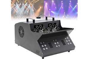 Stage Bubble Fog Machine-1500w,3 in 1 Dual Wheel Smoke Bubble Machine with Led Lights Smoke Bubble Machine for Party Wedding/