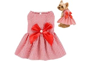 OTKARXUS Dog Dress,1PC Dog Dresses with Cute Bowknot,Summer Dogs Clothes Pet Princess Dresses for Chihuahua Yorkies Puppies Cat Outfit