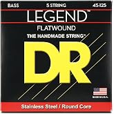 DR Strings LEGEND - Polished Flatwound Stainless Steel Bass Strings: 5-String Medium 45-125 (FL5-45)