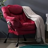 HollyHOME Armchair Velvet Reading Chair Red with Armrests 95x80x64 cm view 2
