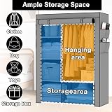 OPPAIYA Canvas Wardrobe, Portable Pop Up Wardrobe with Shelves, 105x45x165cm view 3