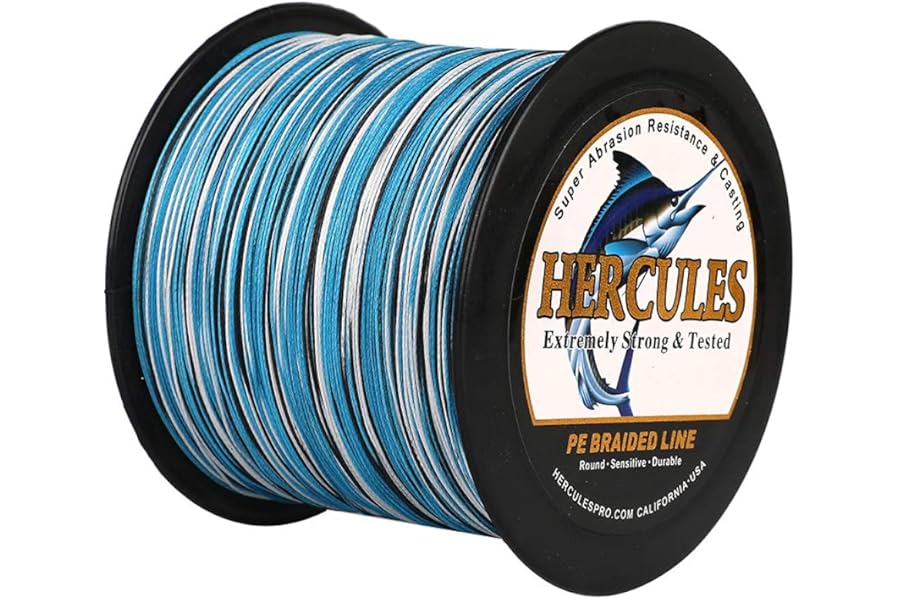 HERCULES Cost-Effective Super Strong 4 Strands Braided Fishing Line 6LB to 100LB Test for Salt-Water, 109/328 / 547/1094 Yards (100M / 300M / 500M / 1000M), Diam# 0.08MM - 0.55MM, Hi-Grade