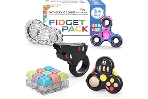 Fidget Toys Set for Adults, Sensory Pack with Fidget Slider, Fidget Cube, Spinner Toy, Keyboard Clicker Toy, Fidget Pad, Stre