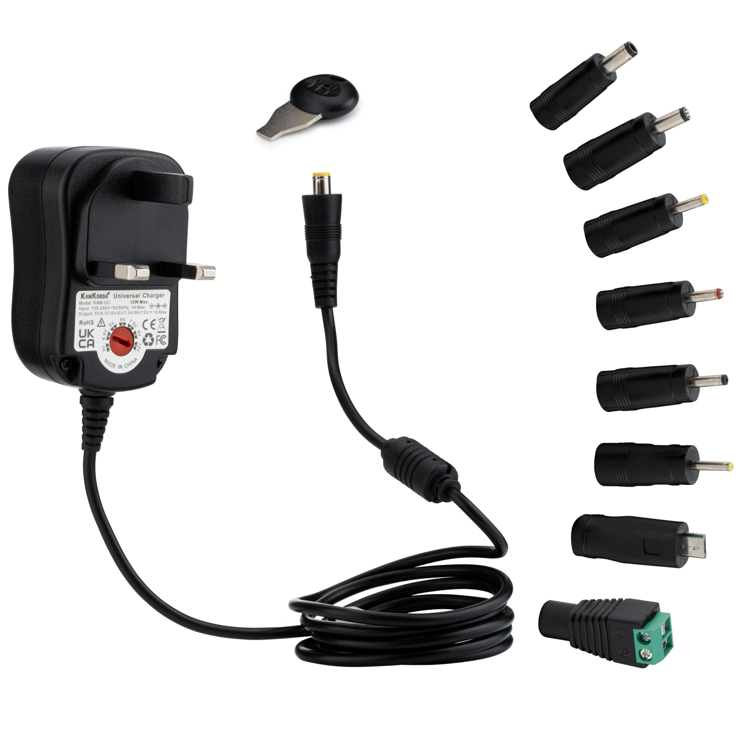 Universal Power Adapter, AC to DC Converter with 8 Tips, Multi Voltage Power Supply 3V–12V, 240V to 12V Adapter, Mains to Plug, Universal Charger for Electronics